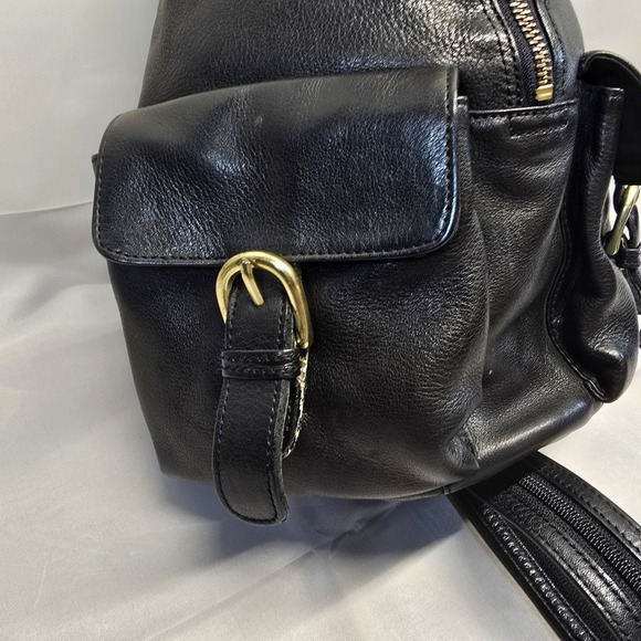 Boulder Ridge Black Leather Convertible Backpack/crossbody‎ - Picture 5 of 12